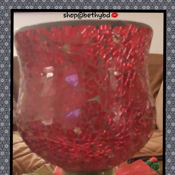 Large Red Designer Speckled Candleholder - Picture 2 of 4